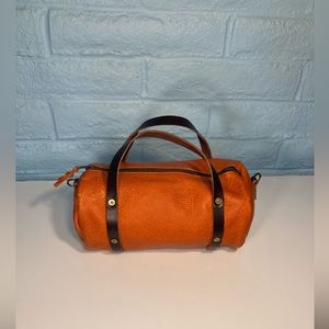 Go Forth Goods Tangerine Orange Bison Leather Jane Crossbody Satchel Handbag